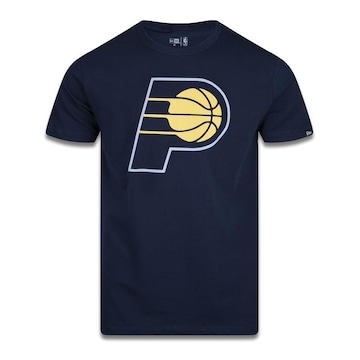 Camiseta New Era Plus Size Regular Manga Curta Indiana Pacers Logo - Masculino