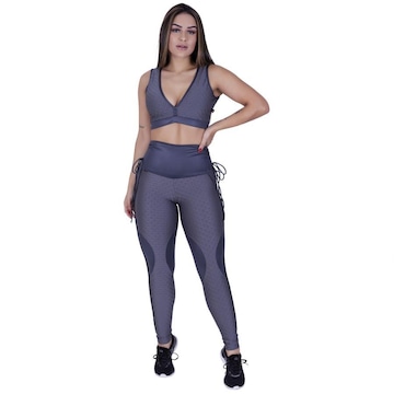 Conjunto Fitness Orbis Fitness: Calça Legging + Top Bojo Textura Relevo Cirrê - Feminino