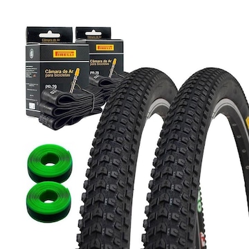 Par de Pneus Pirelli Scorpion Pro 29x2.20 Kevlar + Câmaras Pirelli + Fita Antifuro