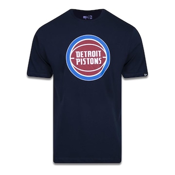 Camiseta New Era Plus Size Regular Manga Curta Detroit Pistons Logo - Masculino