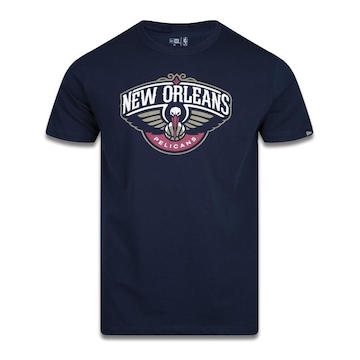 Camiseta New Era Plus Size Regular Manga Curta New Orleans Pelicans Logo - Masculino