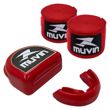 Kit de Luta Muvin com Bandagem Elástica - 5m + Protetor Bucal Profissional - Adulto