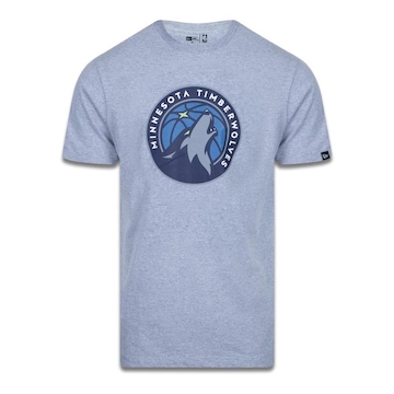 Camiseta New Era Plus Size Regular Manga Curta Minnesota Timberwolves Logo - Masculino