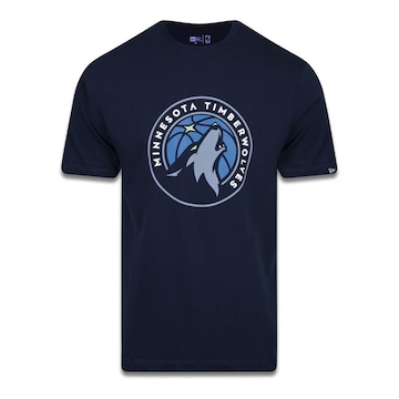 Camiseta New Era Plus Size Regular Manga Curta Minnesota Timberwolves Logo - Masculino