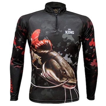 Camiseta de Pesca Manga Longa King Brasil Pirarara Proteção UV50+ - Masculina