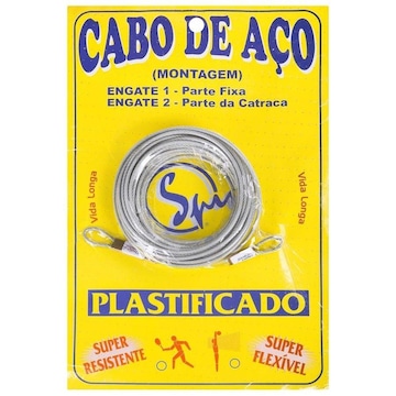 Cabo de Aço para Rede de Tênis Spin Galvanizado e Plastificado