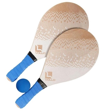 Kit de Frescobol Vollo: 2 Raquetes + 1 Bola