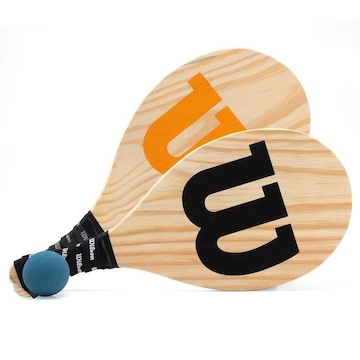 Kit Frescobol Wilson Logo Pinus - 2 Raquetes e 1 Bola