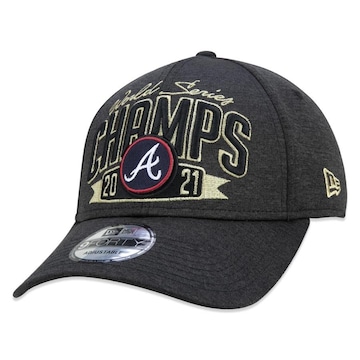 Boné Aba Curva New Era 9Forty Atlanta Braves Campeão Wolrd Series Champions 2021 Locker Room - Snapback - Adulto