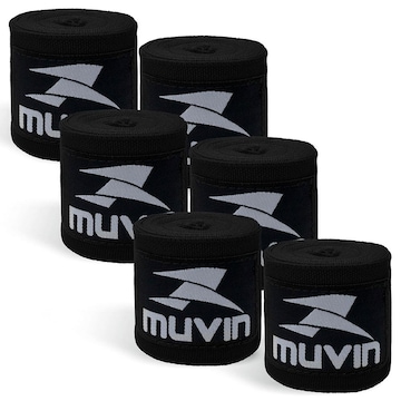 Kit Bandagem Elástica 3m Muvin com 3 Pares - Atadura Protetora - Boxe Muay Thai Artes Marciais Luta