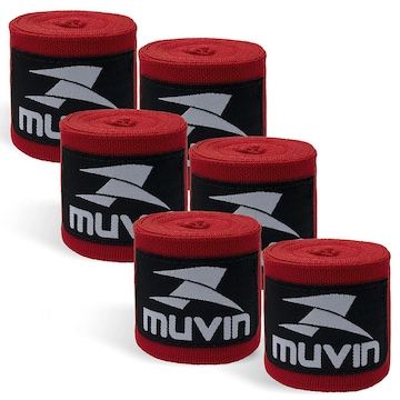 Kit Bandagem Elástica 3m Muvin com 3 Pares - Atadura Protetora - Boxe Muay Thai Artes Marciais Luta