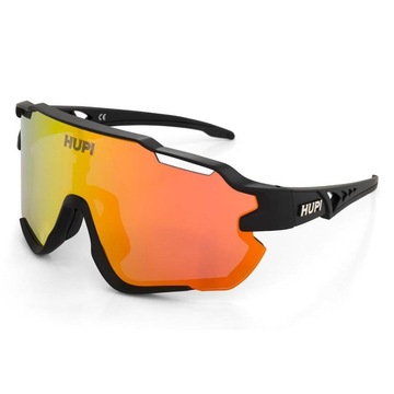 Óculos de Sol Esportivo HUPI Tunder Preto Lente Vermelho Espelhado Proteção UV - Unissex