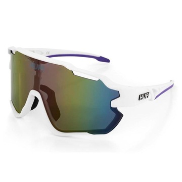 Óculos de Sol Esportivo HUPI Tunder Branco e Roxo Lente Roxo Espelhado Proteção UV - Unissex