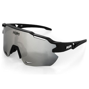 Óculos de Sol Esportivo Ciclismo HUPI Quiriri Preto Lente Prata Espelhado Proteção UV - Unissex