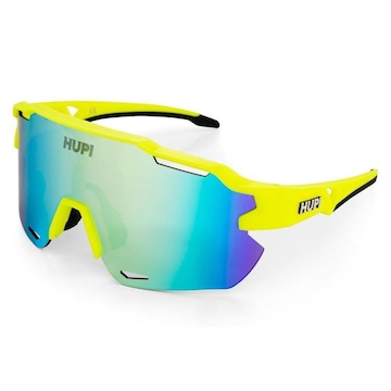 Óculos de Sol Esportivo Ciclismo HUPI Quiriri Amarelo Neon Lente Espelhado Proteção UV - Unissex