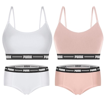 Kit Puma 2 Tops Modal Stretch + 2 Calcinhas Mini Boxer - Feminino