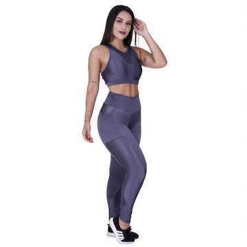 Conjunto Orbis Fitness Legging Bolso e Top Tiras Bojo Cirre Textura - Feminino