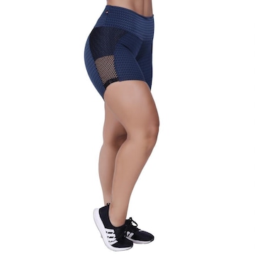 Short Orbis Fitness Meia Coxa Detalhe Tela Cirrê Textura - Feminino