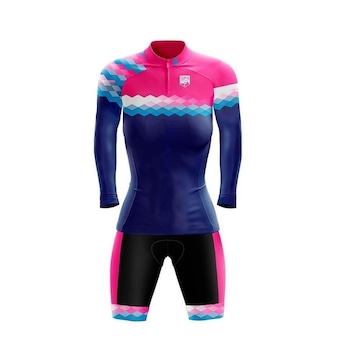 Conjunto GPX de Ciclismo: Bermuda + Camisa Manga Longa Step - Feminino