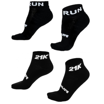 Kit Meias de Corrida Hupi Pro Running 21K com 2 Pares - 36 a 42 - Adulto