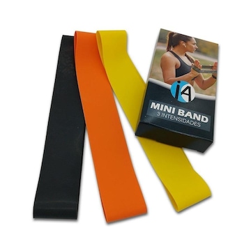 Faixas Elasticas Iniciativa Fitness Mini Band - Tensões Leve, Média e Forte + Coqueteleira Translúcida - 500ml