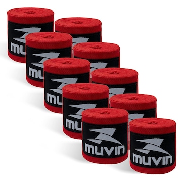 Kit Muvin Bandagem Elástica Boxe Muay Thai - 3 Metros - 5 Pares