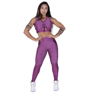 Conjunto Fitness Orbis Fitness: Calça Legging Recortes + Cropped Top Bojo - Feminino