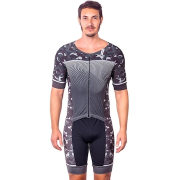 Macaquinho Kauna com Mangas Triathlon Elite Camuflado Proteção UV50+ - Masculino