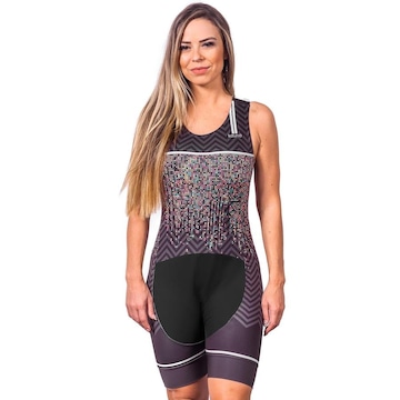 Macaquinho Kauna sem Mangas Triathlon Elite Pixel Proteção UV50+ - Feminino