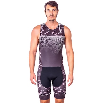 Macaquinho Kauna sem Mangas Triathlon Elite Camuflado Proteção UV50+ - Masculino