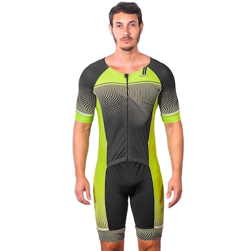 Macaquinho Kauna com Mangas Triathlon Elite Fluor Power Proteção UV50+ - Masculino