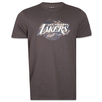 Camiseta New Era Los Angeles Lakers Neutral Wild Logo Camo - Masculina