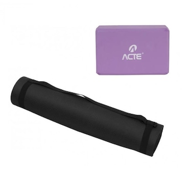 Kit Tapete Yoga Acte Sports Mat 170 cm + Bloco para exercícios