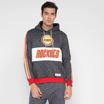 Blusão de Moletom Canguru Mitchell & Ness NBA Houston Rockets - Masculino