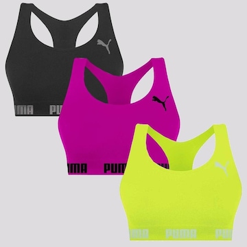 Kit Tops Puma Sem Costura com 3 Unidades - Feminino