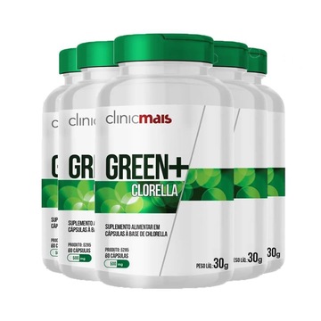 Kit Clorella Green 500mg Chá Mais - 60 cápsulas - 5 Unidades