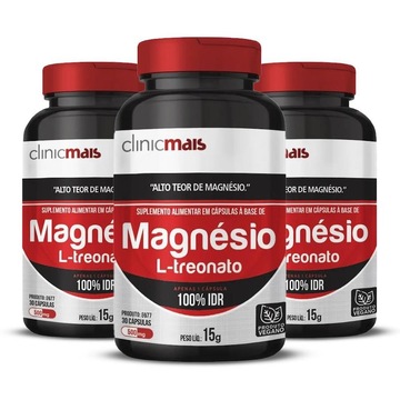 Kit Magnésio L-Treonato Chá Mais - 30 cápsulas - 3 Unidades