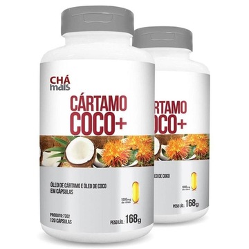 Kit Óleo de Cartamo + Óleo de Coco CháMais 1000mg - 120 Cápsulas - 2 Unidades