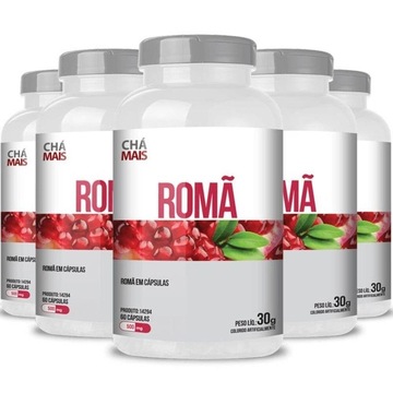Kit Romã 500mg Chá mais - 60 cápsulas - 5 Unidades