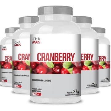 Kit Cranberry 450mg Chá Mais - 60 cápsulas - 5 Unidades