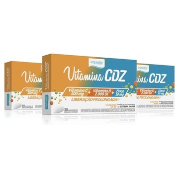 Kit de Vitamina CDZ Zinco + C + D Equaliv - 30 Cápsulas - 3 unidades