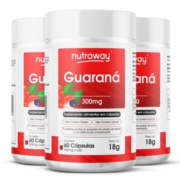 Kit Guaraná Nutraway 300mg - 60 cápsulas - 3 Unidades