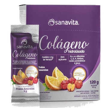 Colágeno Hidrolisado Verisol Frutas Amarelas Sanavita - 30 Sachês