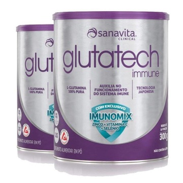 Kit Glutamina Sanavita Glutatech Immune 300g - 2 Unidades