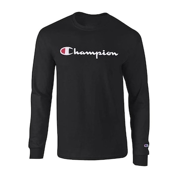 Camiseta Champion Manga Longa Malhao Script Embroidery Logo - Masculina