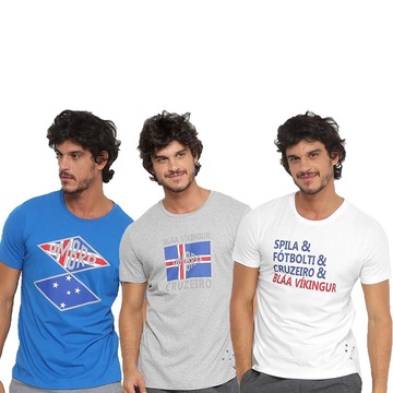 Kit de Camisetas Umbro Cruzeiro Nations com 3 unidades - Masculina