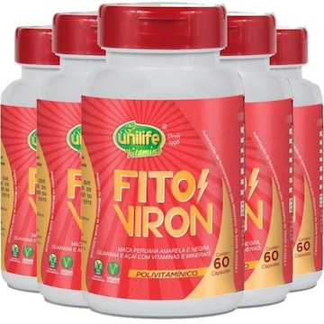 Kit Fito Viron Maca Amarela e Negra + Vitaminas Unilife - 60 cápsulas - 5 unidades