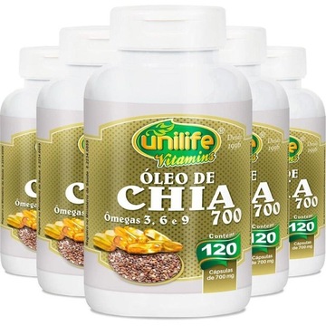 Kit de 5 Óleo de Chia Unilife - 120 cápsulas