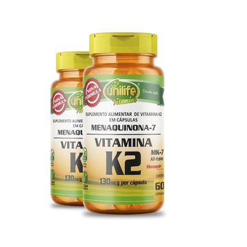 Kit 2 Vitamina K2 Menaquinona Mk7 60 Cápsulas Unilife