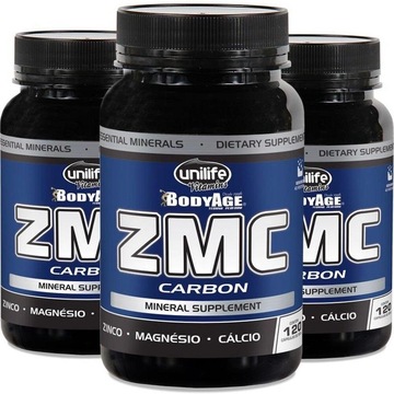 Kit ZMC Carbon Cálcio, Zinco e Magnésio Unilife - 120 cápsulas - 3 unidades